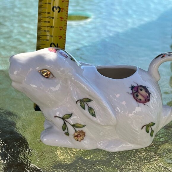 Grace's Teaware Porcelain Bunny Rabbit Creamer Flowers Ladybugs Gold Accents - Picture 13 of 14